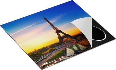 Chefcare Inductie Beschermer Parijs Eiffeltoren tijdens de Zonsopkomst - 60x50 cm - Afdekplaat Inductie - Kookplaat Beschermer - Inductie Mat