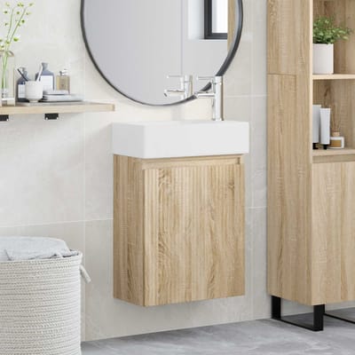 vidaXL - Badkamermeubel - met - kraan - Sonoma - Eiken - 45,5 - x - 22,5 - x - 84 - cm