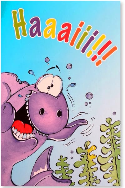 Haaaiii!!! Wenskaart - Vriendschap / Zomaar Kaartje - 12 x 17 cm - gevouwen kaart Inclusief envelop