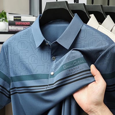 Heren Poloshirt Kraag T-shirt Zomer Contrast Letterprint Korte Mouw Mode Zakelijk Vrijetijd Herenkleding 4XL