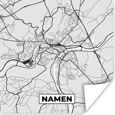Poster Plattegrond – Namen – Zwart Wit – Stadskaart - Kaart - 100x100 cm XXL