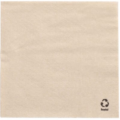 500 Servetten, 1-laags 1/4 vouw 33 cm x 33 cm natuur gemaakt van gerecycled papier