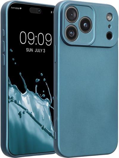 kwmobile metallic telefoonhoesje van TPU - geschikt voor Apple iPhone 18 Pro Max / iPhone 17 Pro Max - Flexible case voor smartphone - In Metallic carabisch blauw