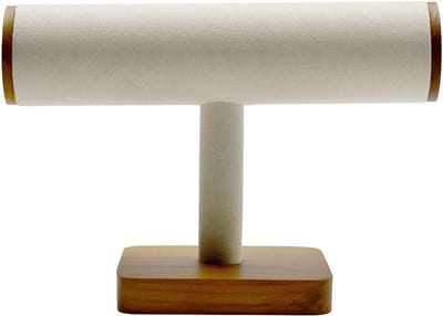 Massief houten displaystandaard voor horloges en armbanden - 21,5 x 14,5 x 10,5 cm - met microvezel voering