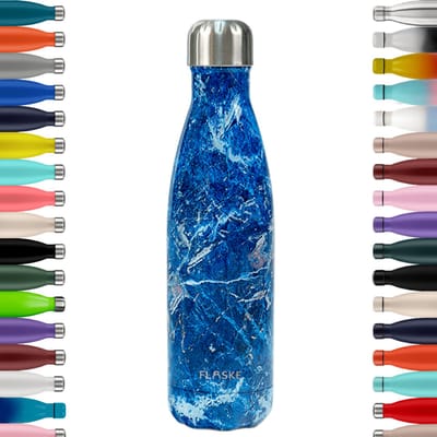 FLASKE Original Drinkfles 500 ml - Geïsoleerde RVS Waterfles - BPA-vrij - 12u Warm & 24u Koud - Geschikt als Thermosfles en Thermoskan - Water Bottle Stainless Steel - Marble Skye