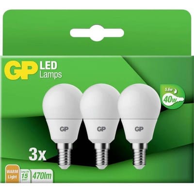 GP Batteries 740GPMGL087854B3 LED-lamp Energielabel F (A - G) E14 Bol 5.6 W = 40 W Warmwit (Ø x l) 45 mm x 84 mm 3 stuk(s)