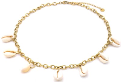 Ketting - RVS - schelpen - goudkleurig - 40-45 cm