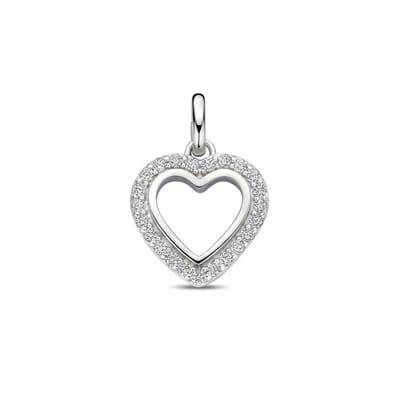 zilver gerhodineerd hanger hartje zirkonia 17,5 mm 1339761