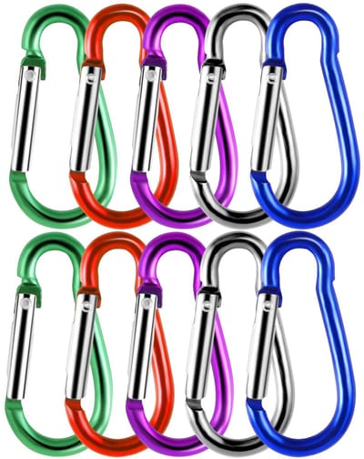 Dailygoods- Karabijnhaak - Pakket van 30 stuks - Aluminium - Sleutelhanger - Klikvergrendeling - Duurzaam - 3,5 x 40 mm
