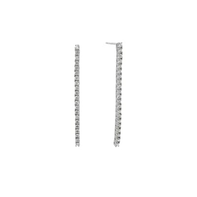 New Bling 9NB-1281 Zilveren Oorbellen met Zirkonia Steentjes - 50x2mm - Oorhangers - Zirkonia - Rhodium - Zilver