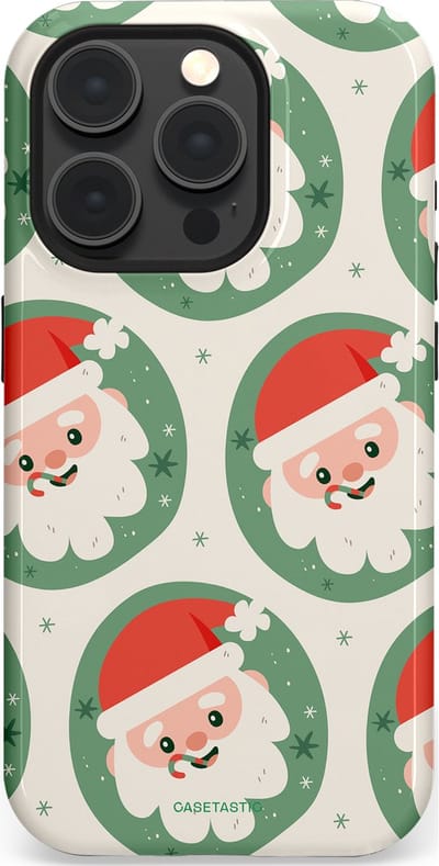 Casetastic hoesje geschikt voor Apple iPhone 15 Pro - MagSafe - Dubbellaagse bescherming - Zuurstok Groen Witte Kerstman - Fashion Case - Wit Saliegroen Crème Terracotta
