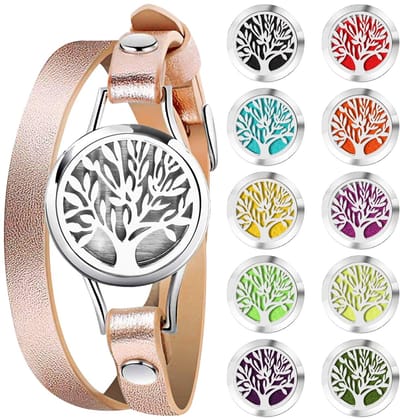 Allecto - Aromatherapie Armband - Etherische Olie Diffuser - Roestvrij Staal - Lederen Polsband - Stressverlichting - Voor Vrouwen - Cadeau voor Mo...