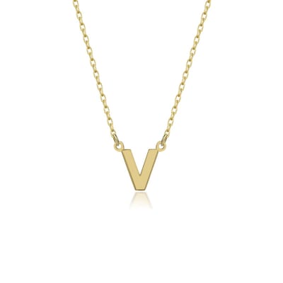 Letter V Initial Gold Plated Ketting Zilver (925 sterling) Trendy Minimalistisch Combi Bedel Goudkleurig Dames Meisje | Cadeau Voor Vrouw