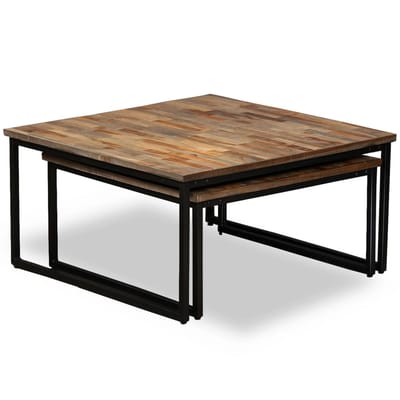 vidaXL - Tafeltjesset - massief - gerecycled - teakhout - 2-delig
