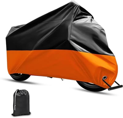 Universele Waterdichte Motorhoes voor Scooter en Motor - Bescherming tegen UV-straling en Stof, Geschikt voor Buitengebruik, Zwart en Oranje