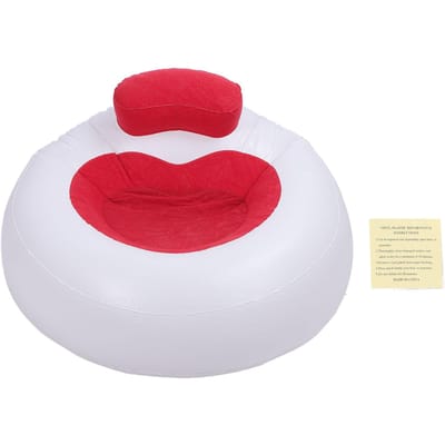 Opblaasbare Stoel Comfortabel Ondersteunend Hartvorm Decoratieve Pluche Stoel voor Slaapkamer Woonkamer rood