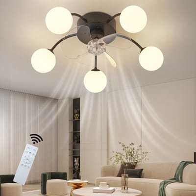 NETTLIFE Plafondventilator met Verlichting - Stil - G9 - Zwart - 6 Standen - Omkeerbaar - Met Afstandsbediening & Timer - Voor Woonkamer & Slaapkamer - Zonder Lampen