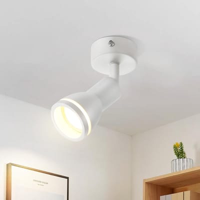 Glitzerlife - Plafondspot Plafondlamp - 1 lichtpunt draaibaar - GU10 opbouwspot - 355° schwenkbar 180° drehbar - modern wit metaal aluminium acryl - Ø15,7cm - voor woonkamer keuken slaapkamer hal