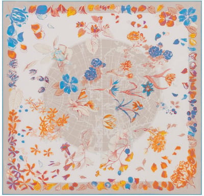 ROECKL sjaal Blooming Atlas 100x100 Multi Pearl veelkleurig