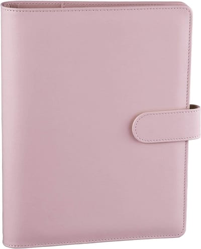 A5-ringmap van PU-leer, omslag voor navulbaar A5-papier, notitieboek, planner, organizer, ringband met magnetische sluiting, roze