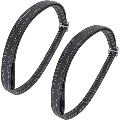 2 stuks Ruitersport Stijgbeugelriem Koeienhuid Verdikt Hoofstelriem Elastische Riem Ruitersportuitrusting voor Paard black