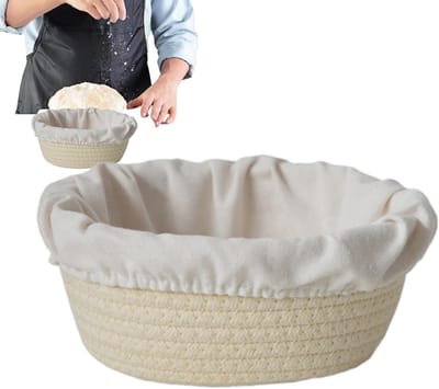 Broodmand - Rijsmand deeg - Brood bakken - Handgemaakt katoenen touw - 21 x 16 x 8 cm - Meerkleurig