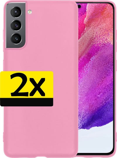 Hoesje - 2 Stuks - Geschikt voor Samsung Galaxy S21 FE - Sterk & Shockproof - Case Siliconen - Back Cover - Telefoon Hoes - Telefoonhoesjes - Lichtroze