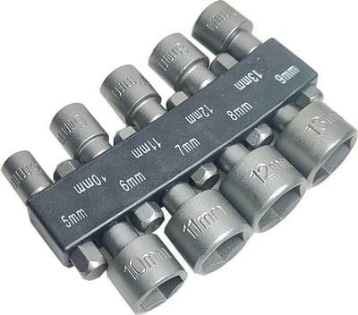 Bitdopset 9 delig dopsleutel dop bit set kort 5 - 13mm