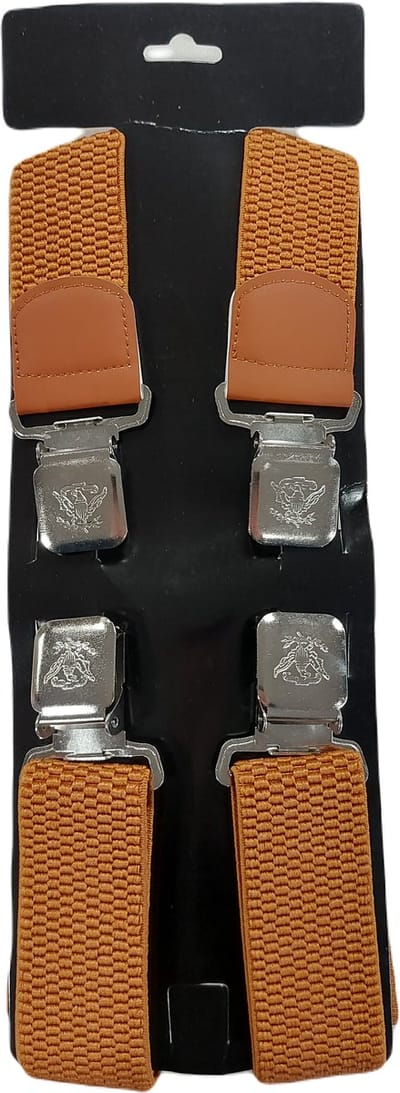 Bretels | Kleur: Cognac | Bretels Heren Volwassenen | Stevige Clips | Sterke Clips | Brede Clips | 4 Clips |One Size Fits All