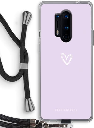 Case Company® - Hoesje met koord geschikt voor OnePlus 8 Pro hoesje met Koord - Klein hartje paars - Telefoonhoesje met Zwart Koord - Bescherming aan alle Kanten en Over de Schermrand