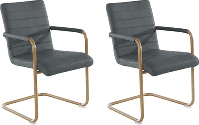 Elise-Eetkamerstoel - Set van 2 - Antraciet PU