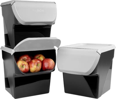 Doos voor Groenten en Fruit Uien Aardappelen Appels 13 l 3 stuks - Aardappelbak - Aardappelpot - Bewaardoos - Container - Koelkast Organizer - Opbergbox - Fruitkist