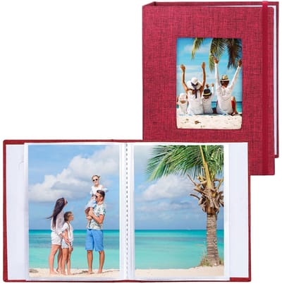 Dailygoody - Klein fotoalbum - Mini-fotoalbums - Linnen omslag - Rood - Voor familie en bruiloft - Bewaar je mooiste momenten - 2 verpakkingen