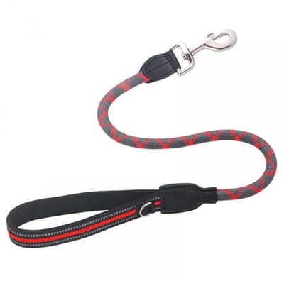 Dailygoods- Hondenriem reflecterend - Korte hondenriem - Draaibare sluiting - Zachte handgreep - Voor middelgrote honden 20-50 kg - Slijtvast nylon - Hondentuig