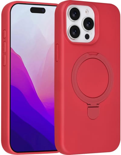 TUNIQ telefoonhoesje voor Apple iPhone 15 Pro Max - MagSafe met ringstand - Rood