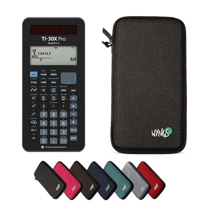 TI-30X Pro MathPrint incl. WYNGS Beschermhoes Donkergrijs - Wetenschappelijke Rekenmachine - Basis Pakket