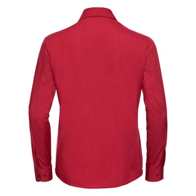 Russell Collection Dames/Dames Klassiek Polycotton Easy-Care Shirt met Lange Mouwen (Klassiek rood)