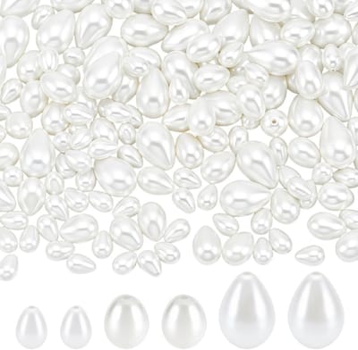 160 Stuks Glazen Druppel Kralen in 3 Maten, Witte Druppelvorm Kralen voor Sieraden Maken en Creatieve Projecten