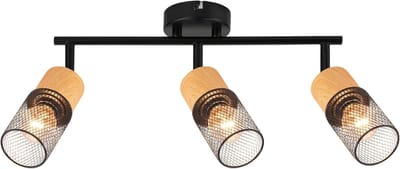 Glitzerlife - Plafondspot Plafondlamp - draaibaar en kantelbaar - opbouwspots - 3xE14 fitting - vintage roosterdesign metaal - Ø38cm - zwart