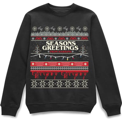 Stranger Things Hawkins Christmas Unisex Christmas Jumper - Black - S