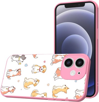 Smartphonica Telefoonhoesje Geschikt voor iPhone 12 met Honden opdruk - TPU Back Cover Case Dogs Design - Roze geschikt voor iPhone 12