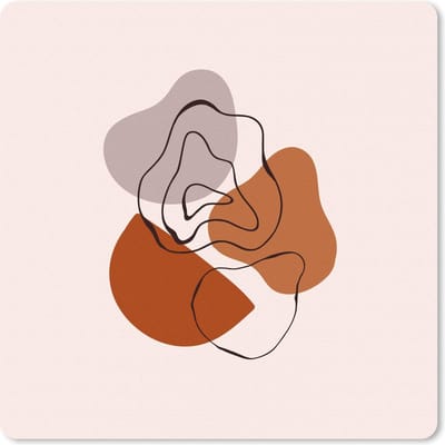 Muismat 20x20 cm - Mousepad Line-art - Abstract - Roze - Muismatten - Kerst - Cadeau - Kerstcadeau voor mannen en voor vrouwen
