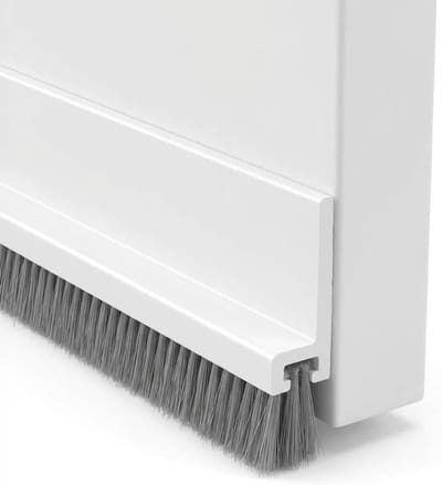 Tochtstopper voor gepantserde deur, zelfklevend, tochtstopper onder de deur, met borstel, voor deuren, ramen, kasten, grijs (1, wit)
