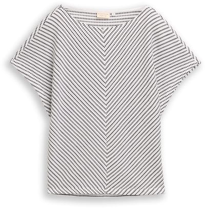 Tom Tailor - Jacquard T-shirt van katoen - Maat M - navy offwhite structure stripe