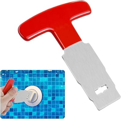 Zwembadstopverwijderingstool met handgreep, geüpgradede metalen verwijdertool, geschikt voor bovengrondse zwembad spa terugstroommondstuk aansluiting, geschikt voor SP1419A-SP1419E Hayward (rood - 2 stuks)