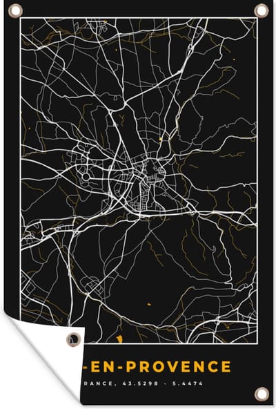 Muurdecoratie Stadskaart – Frankrijk – Kaart – Aix-en-Provence– Plattegrond - 120x180 cm - Tuinposter - Tuindoek