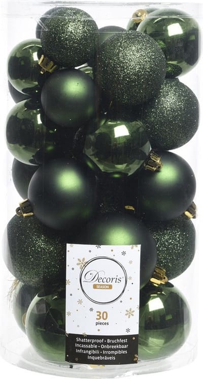 Decoris kerstballen - 60x st - donkergroen - 4-5-6 cm - kunststof - kerstversiering