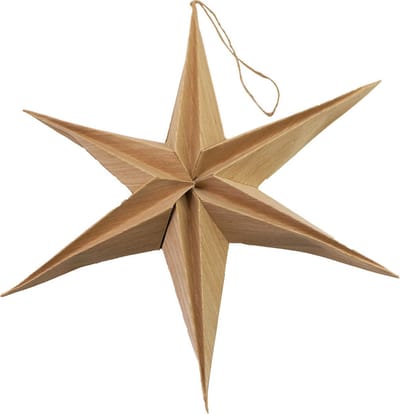 Stern Fabrik kerstster decoratie - bruin - 40 cm - eco - papier - 6 punten - hangend