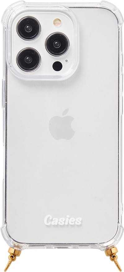 Casies hoesje geschikt voor Apple iPhone 13 Pro Max met gouden hangers voor koord - Smartphone case zonder cord