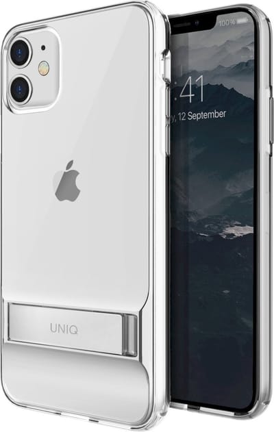 Uniq - iPhone 11, hoesje cabrio, stand up crystal, transparant